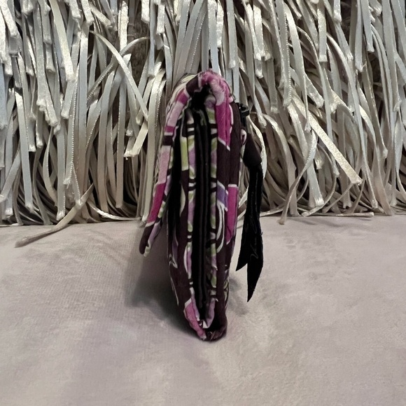 VERA BRADLEY Purple Punch Trifold Euro Wallet Floral Pink Green Brown - Picture 3 of 13